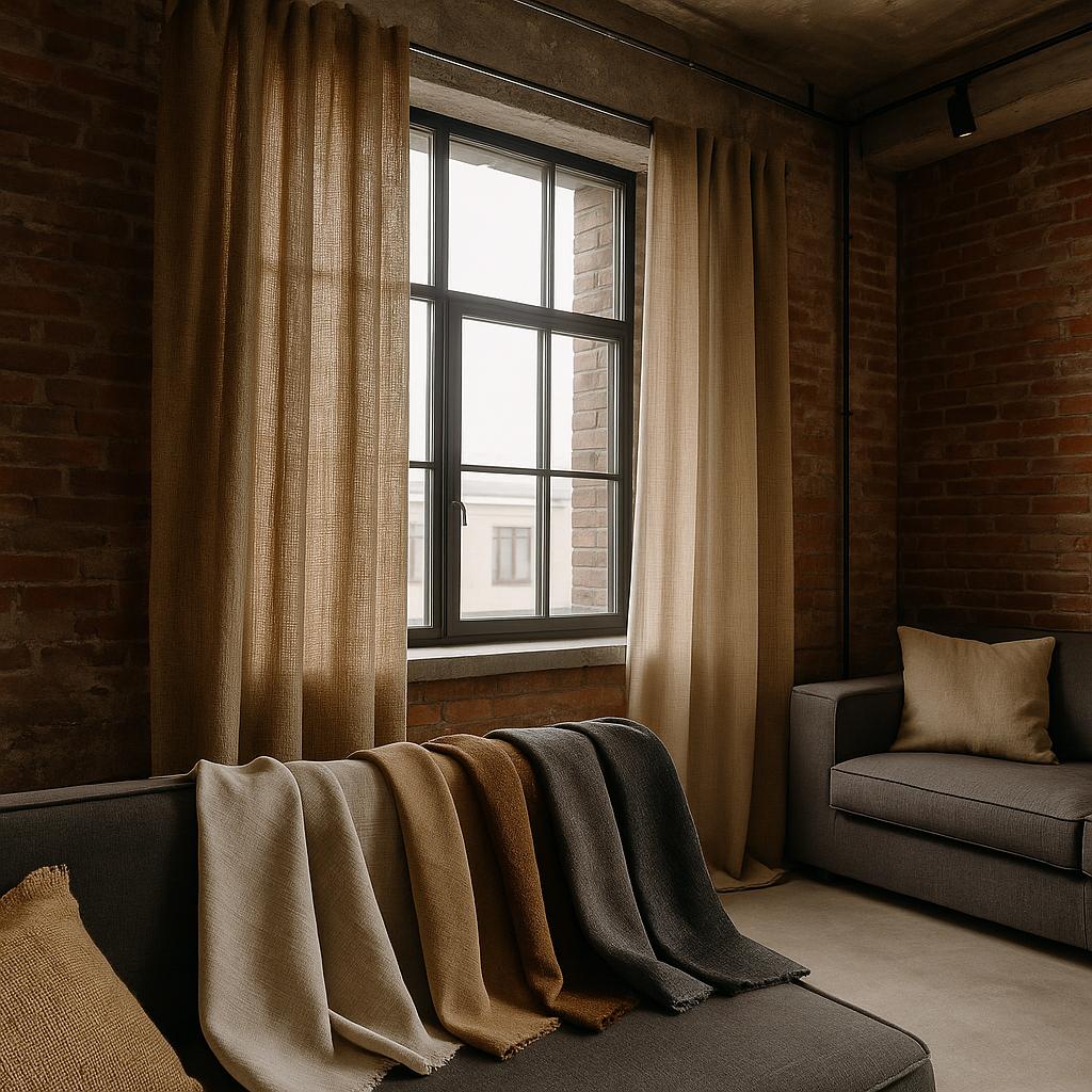 Какие материалы подходят для штор в стиле лофт